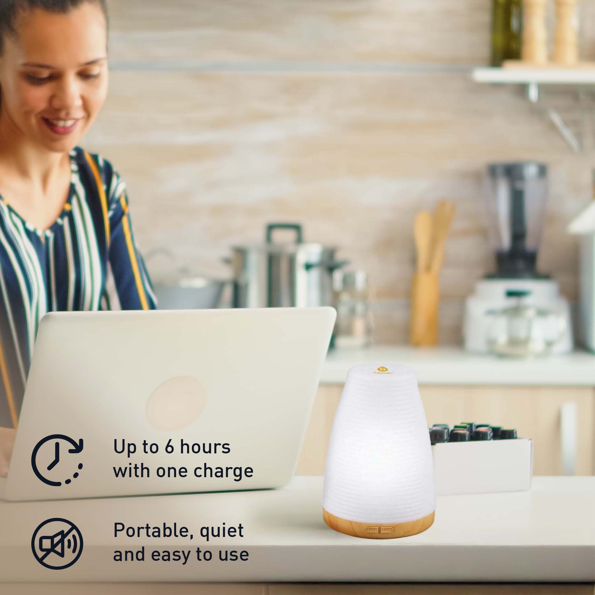 Pursonic USB Aroma Diffuser & True HEPA Air Purifier Bundle – Clean Air & Relaxing Aromatherapy Anywhere!